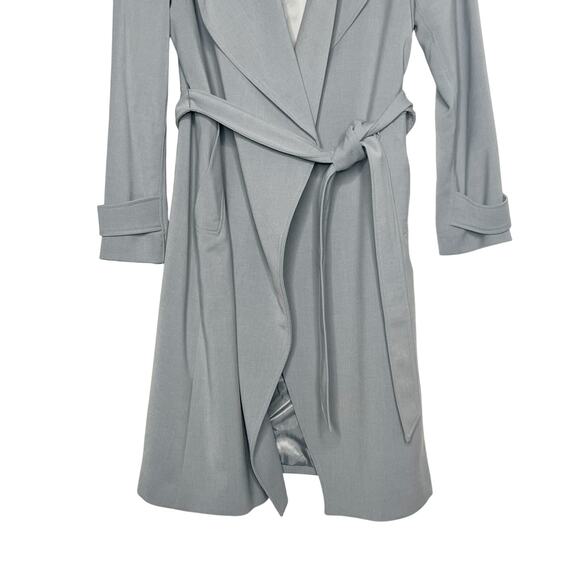 KENNETH COLE Trench Coat Belted Long Sleeve Shawl Collar Light Blue Size Large - Picture 3 of 10